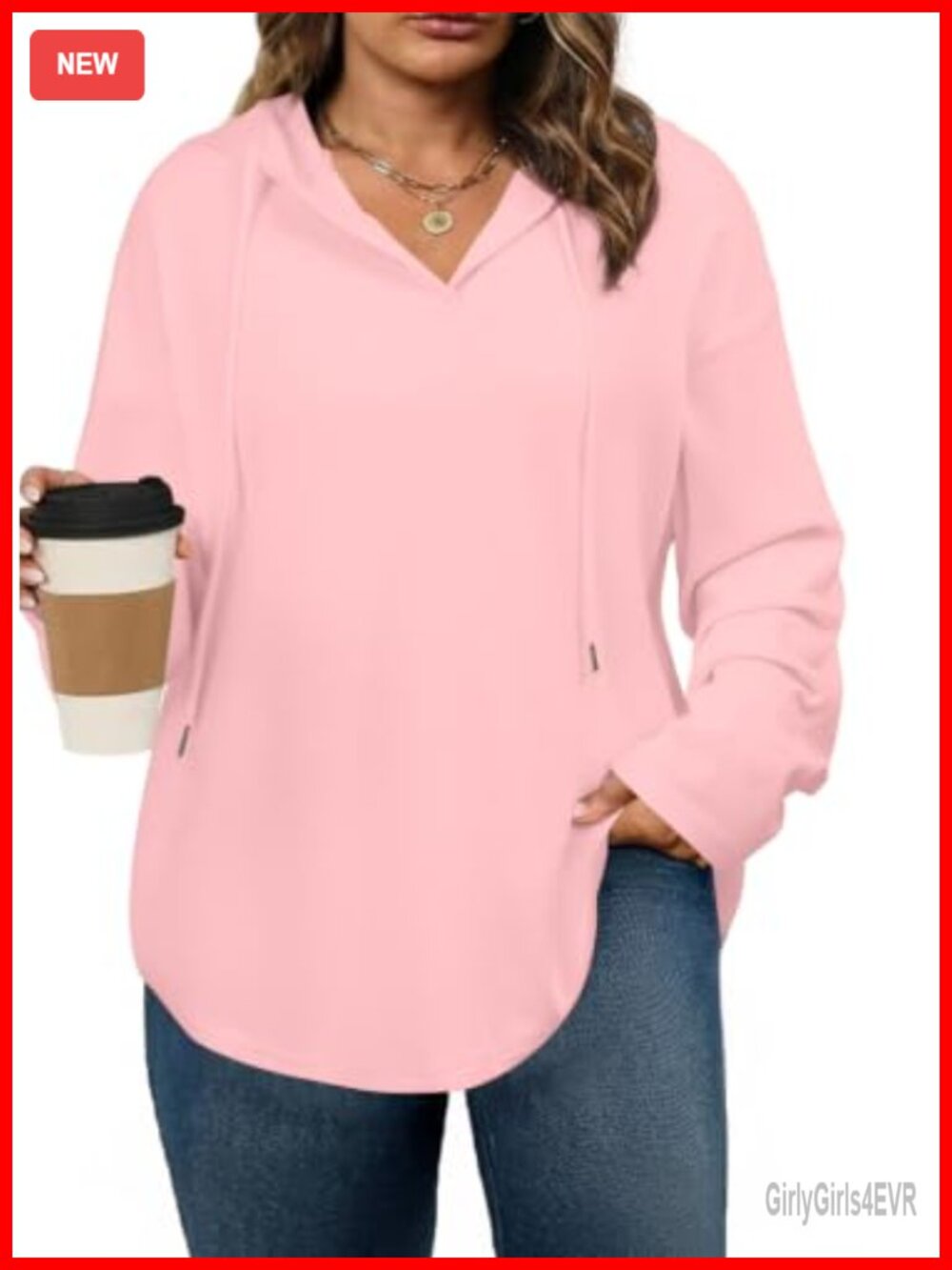 Plus Size Hoodie Long Sleeve Drawstring Oversized Sweatshirt